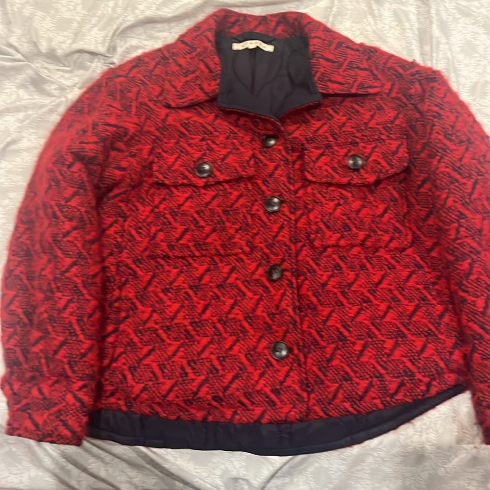 Red warm winter quilted coat
